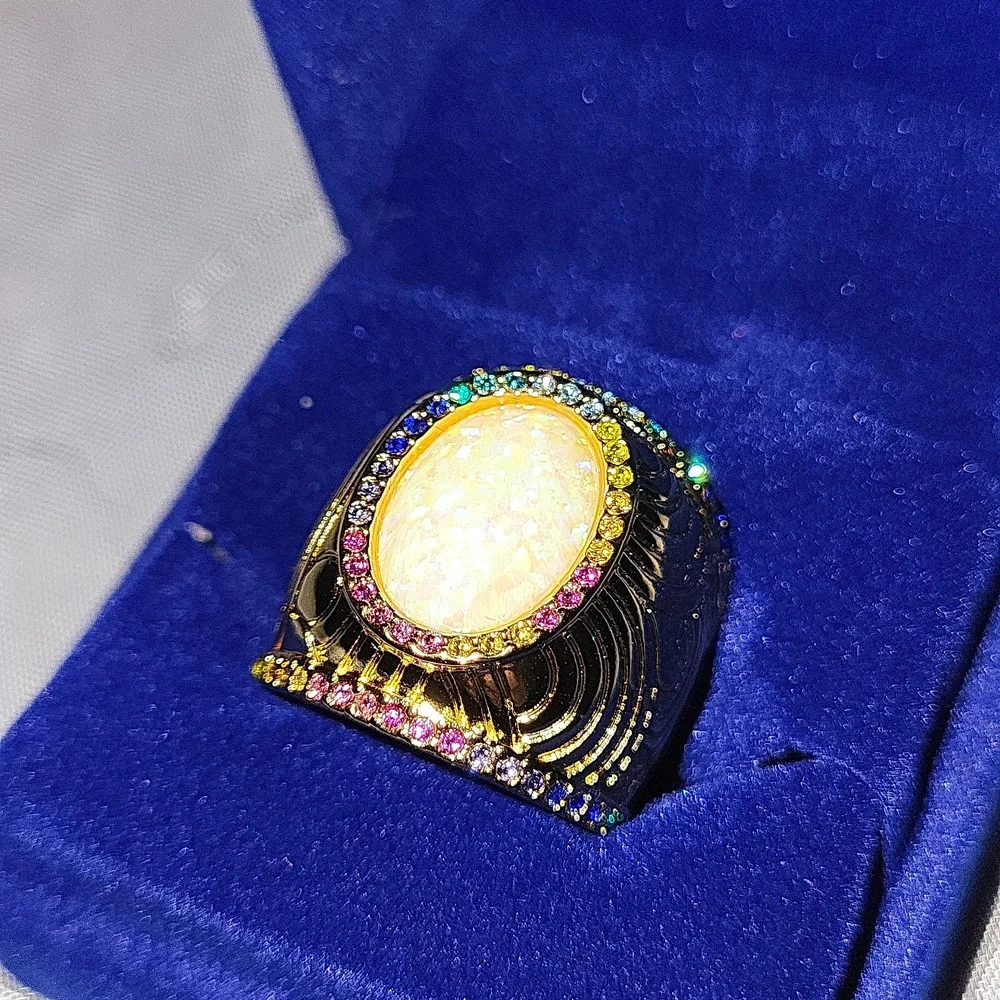 Kurt Geiger Southbank Opal Multicolor Stone Size 7 Ring BNIB